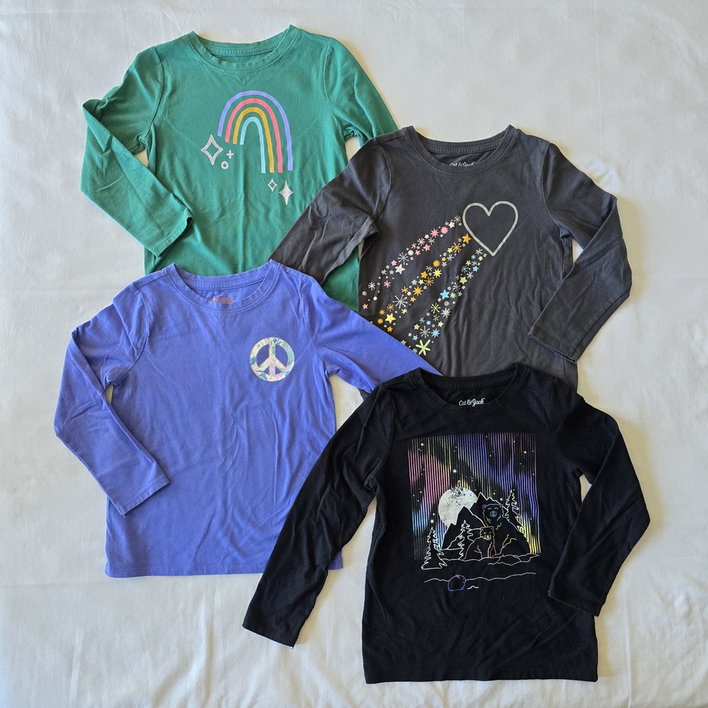 Cat & Jack Long Sleeve Tees - Green, Gray, Purple, Black